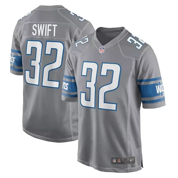 Men Detroit Lions #32 Andre Swift Nike Grey Game NFL Jersey->->NFL Jersey